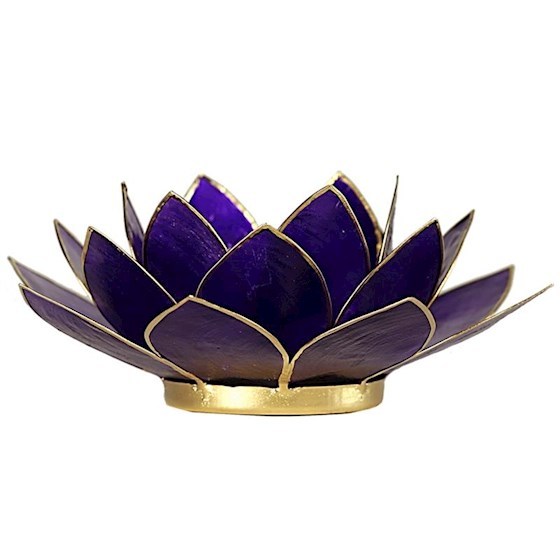 Lotus sfeerlicht violet 7e chakra goudrand 13,5CM