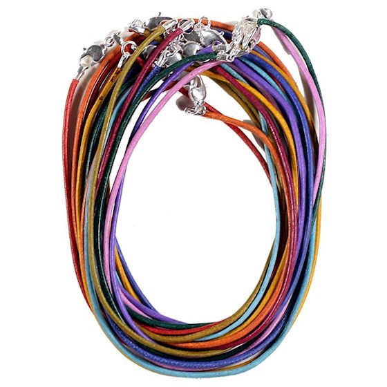 Lederen halsketting met karabijnslotje multicolour