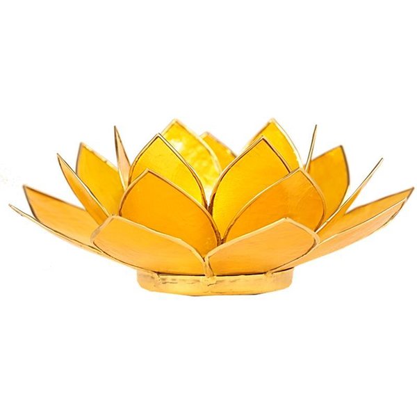 Lotus sfeerlicht geel 3e chakra goudrand 13,5CM