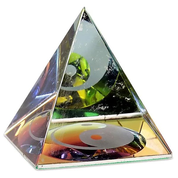 Kristal Piramide Yin Yang - 3.5X3.5X3.5CM